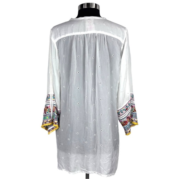 JOHNNY WAS EMBROIDERED EYELET BOHO PULLOVER TUNIC TOP - Picture 4 of 16